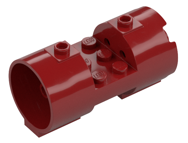 Cylinder 3 x 6 x 2 2/3 Horizontal Solid Studs in Dark Red