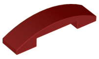Brick Curved 4 x 1 Double, No Studs in Dark Red