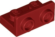 Bracket 1 x 2 - 1 x 2 Inverted in Dark Red