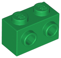 Brick Special 1 x 2 with 2 Studs on 1 Side in Green