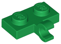Plate Special 1 x 2 with Clip Horizontal on Side in Green