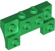 Brick Special 2 x 4 - 1 x 4 with 2 Recessed Studs and Thin Side Arches in Green