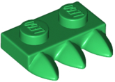Plate Special 1 x 2 with Three Teeth [Tri-Tooth] in Green