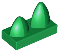 Tile Special 1 x 2 with Two Vertical Teeth / Tooth in Green