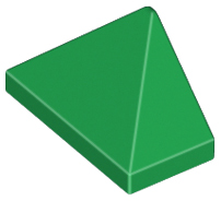 Brick Sloped 45° 2 x 1 Triple with Inside Stud Holder in Green