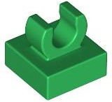 Tile Special 1 x 1 with Clip with Rounded Edges in Green