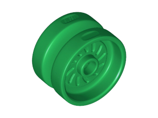 Wheel 18 x 12 with Axle Hole and Stud in Green