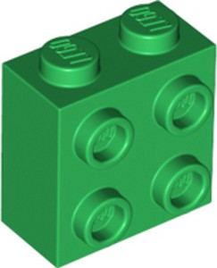 Brick Special 1 x 2 x 1 2/3 with 4 Studs on 1 Side in Green