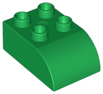 Duplo Brick 2 x 3 with Curved Top in Green