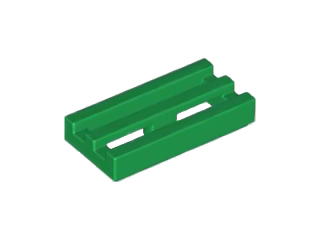 Tile Special 1 x 2 Grille with Bottom Groove in Green