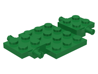 Vehicle Base 4 x 7 x 2/3 with 3 x 4 Recessed, Wheel Pins in Green