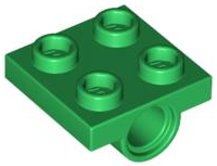 Plate Special 2 x 2 with 1 Pin Hole [Split Underside Ribs] in Green