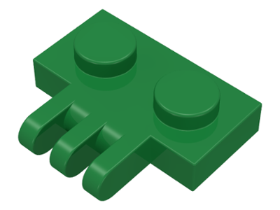 Hinge Plate 1 x 2 with 3 Fingers On Side in Green
