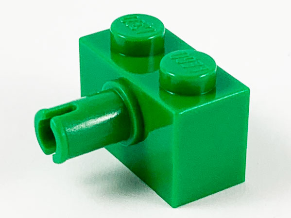 Brick Special 1 x 2 with Pin in Green