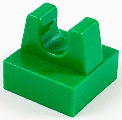 Tile Special 1 x 1 with Clip and Straight Tips in Green