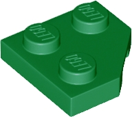 Wedge Plate 2 x 2 Cut Corner in Green