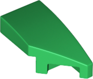 Brick Wedged, Curved 2 x 1 with Stud Notch Right in Green