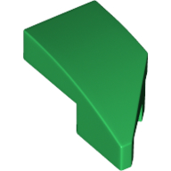 Brick Wedged, Curved 2 x 1 with Stud Notch Left in Green