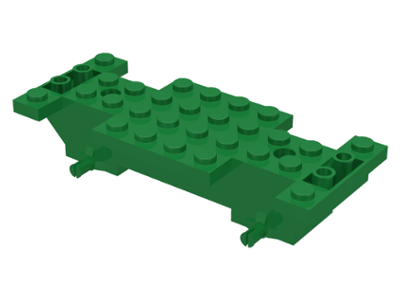 Vehicle Base 4 x 10 x 1 2/3, Inverted Slope Double, 1 x 2 Cutouts in Green