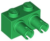 Brick Special 1 x 2 with 2 Pins, Round Pin Holes in Green