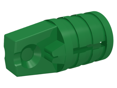 Hinge Cylinder 1 x 2 Locking with 1 Finger and Axle Hole On Ends in Green