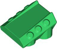 Brick Sloped 2 x 2 No Studs, with 3 Side Pistons Raised Edges in Green