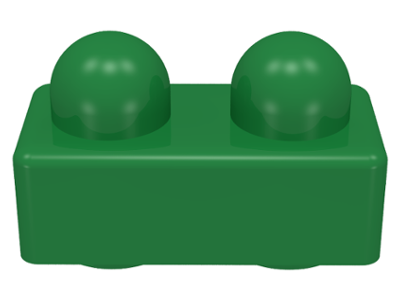 Primo Brick 1 x 2 in Green