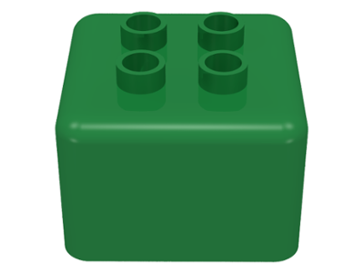 Primo Brick 1 x 1 x 1 with Four Duplo Studs in Green