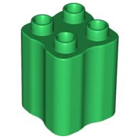 Duplo Brick 2 x 2 x 2 with Indented Sides (Tree Trunk) in Green