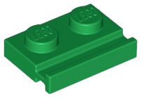 Plate Special 1 x 2 with Door Rail in Green