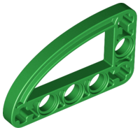 Technic Beam 3 x 5 L-Shape with Quarter Ellipse Thin in Green