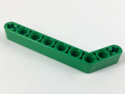 Technic Beam 1 x 9 Bent (7 - 3) Thick in Green