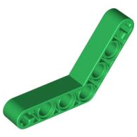 Technic Beam 1 x 7 Bent (4 - 4) Thick in Green