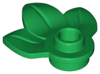 Plant, Plate 1 x 1 Round with 3 Leaves in Green