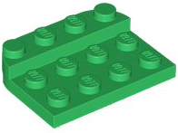 Plate Round Corners Double 3 x 4 with 1 x 4 Raised Edge Studs in Green