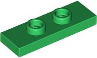 Plate Special 1 x 3 with 2 Studs with Groove and Inside Stud Holder (Jumper) in Green