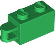 Brick Special 1 x 2 with Vertical Closed Handle on Edge in Green