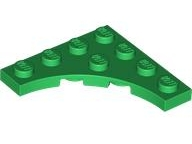 Plate Special 4 x 4 with 3 x 3 Quarter Round Cutout in Green
