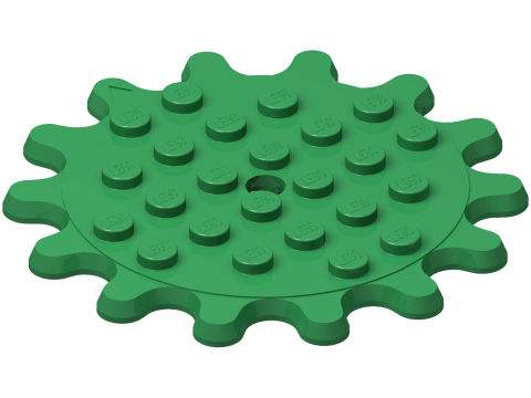 Plate Special 6 x 6 Splat Gear, 14 Teeth in Green