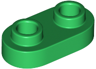 Plate Special 1 x 2 Rounded with 2 Open Studs in Green