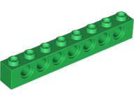 Technic Brick 1 x 8 [7 Pin Holes] in Green