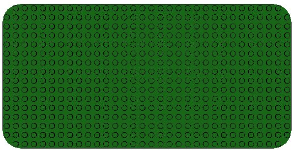 Baseplate 16 x 32 with Rounded Corners [Plain] in Green