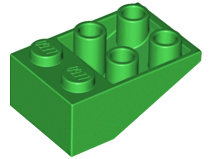 Brick Sloped Inverted 33° 3 x 2, No Connections between Studs, Ovoid Bottom Pin in Green