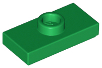 Plate Special 1 x 2 with 1 Stud with Groove (Jumper) in Green