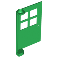 Door 1 x 4 x 5 with 4 Panes, Squared Base in Green