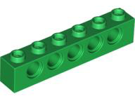 Technic Brick 1 x 6 [5 Pin Holes] in Green