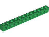 Technic Brick 1 x 12 [11 Pin Holes] in Green