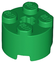 Brick Round 2 x 2 with Axle Hole in Green