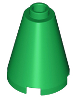 Cone 2 x 2 x 2, Open Stud in Green