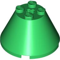 Cone 4 x 4 x 2, Axle Hole [Plain] in Green